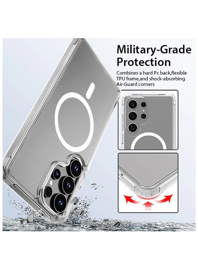 DUSALA Samsung Galaxy S25 Ultra Clear Case, Magnetic Cover Compatible with MagSafe, Hard Back Slim Shockproof Bumper, Support Wireless Charging (Clear) - Image 3