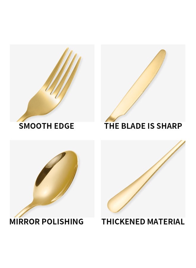 24-Piece Gold Stainless Steel Cutlery Set - Food-Grade Steel with PVD Gold Plating, Mirror Polished & Dishwasher Safe - Luxury Dining Utensils for 6 People (Knives, Forks, Spoons) for Weddings, Holidays - Image 3