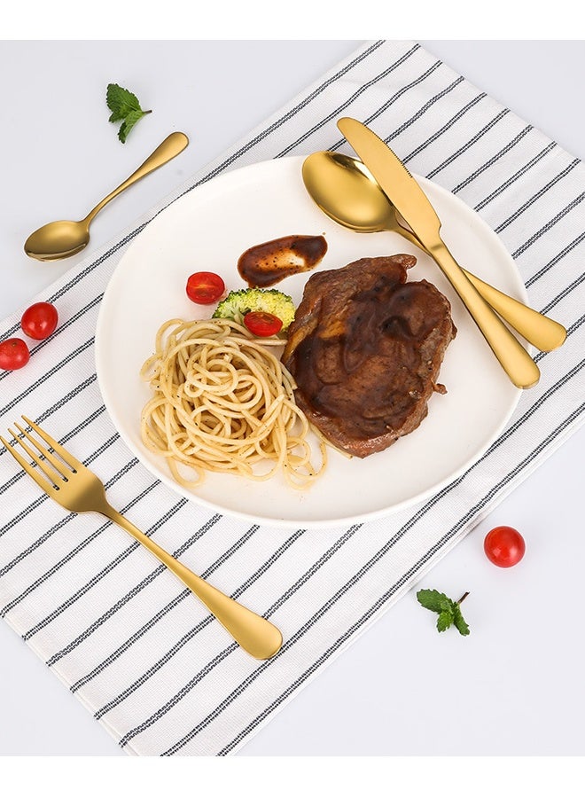 24-Piece Gold Stainless Steel Cutlery Set - Food-Grade Steel with PVD Gold Plating, Mirror Polished & Dishwasher Safe - Luxury Dining Utensils for 6 People (Knives, Forks, Spoons) for Weddings, Holidays - Image 2