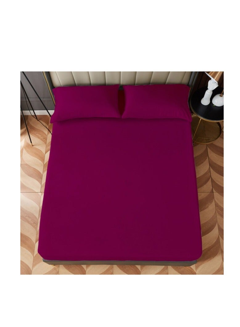 PROMASS 3-Piece Fitted Sheet Set Microfiber 200x200x30 cm King Size 41039 Plum - Image 1
