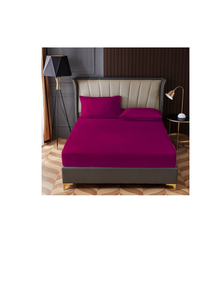 PROMASS 3-Piece Fitted Sheet Set Microfiber 200x200x30 cm King Size 41039 Plum - Image 2