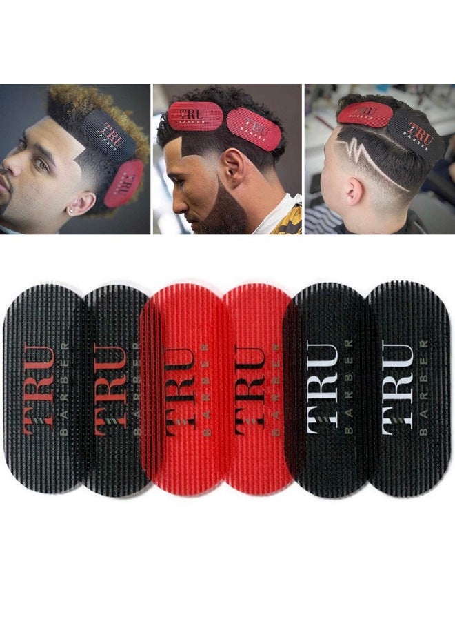 ترو باربر - مجموعة مشابك شعر TRU BARBER ® بثلاثة ألوان، مكونة من 6 قطع للرجال والنساء - صالون حلاقة، مشابك شعر للتصفيف، مقابض تثبيت الشعر (أسود/أحمر/أسود) - Image 1