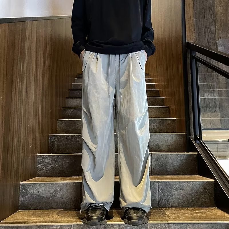 High Street Overalls Casual Pants 2023 Autumn New High Waist Loose Wide Leg Pants Straight Pants Tall Pants - Image 1