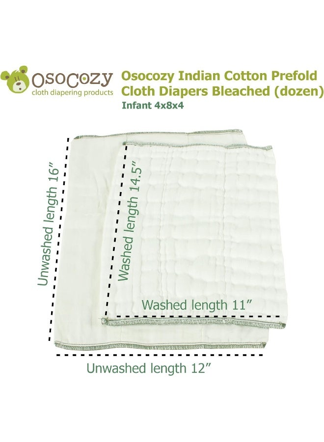 OsoCozy أوسوكوزي - حفاضات قماش مطوية (1 دزينة) - حفاضات ناعمة، ماصة، ومتينة بجودة خدمة الحفاضات. 100% قطن - 12"x16"، تناسب من 7-15 رطل. - (رضيع 4x8x4) - Image 3