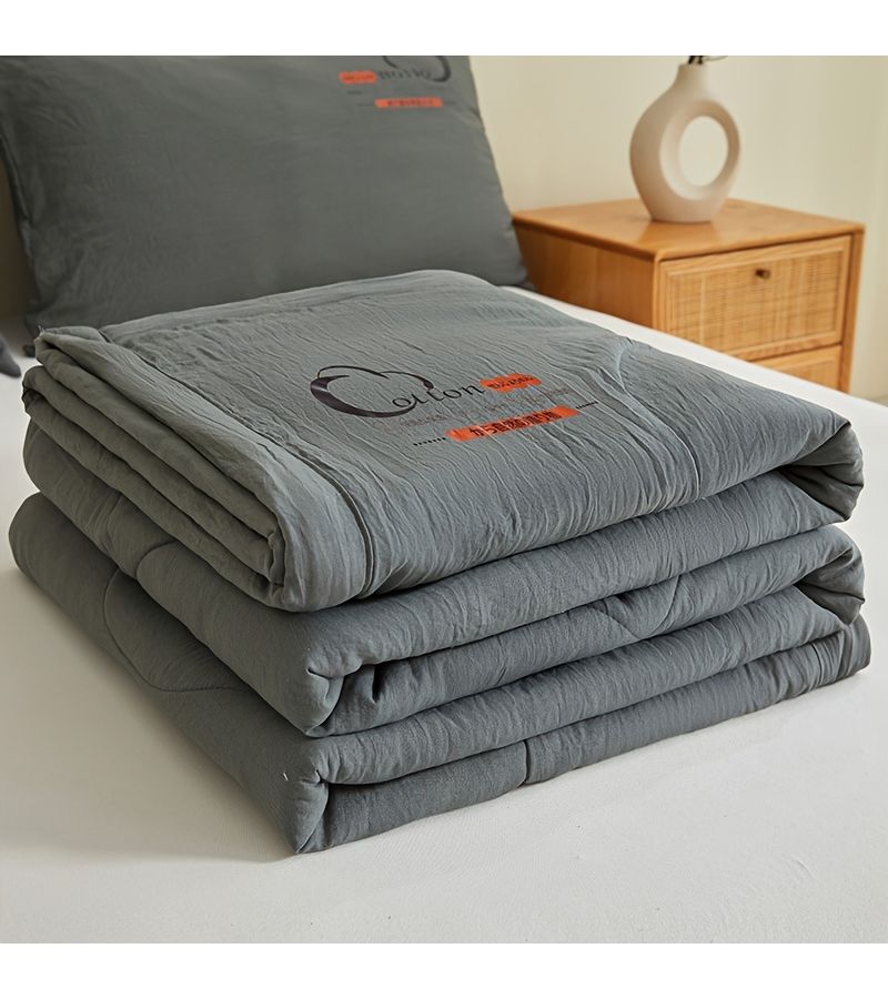 Japanese Style Ultra Soft Summer Cooling Quilt Solid Color Breathable Durable Air Conditioning Quilt Stitched Design Comfortable Machine Washable for Bedroom Guest Room Lake Blue 39.37 By 59.06 Inches - Image 1
