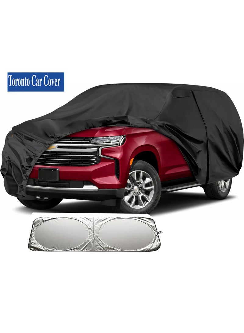 Waterproof Premium Car Covers Replace for 2007-2025 Chevy Suburban/GMC Yukon XL/Cadillac Escalade ESV, 10 Layers Heavy Duty All Weather Car Cover with Zipper Door for Snow Rain With sunscreen shield