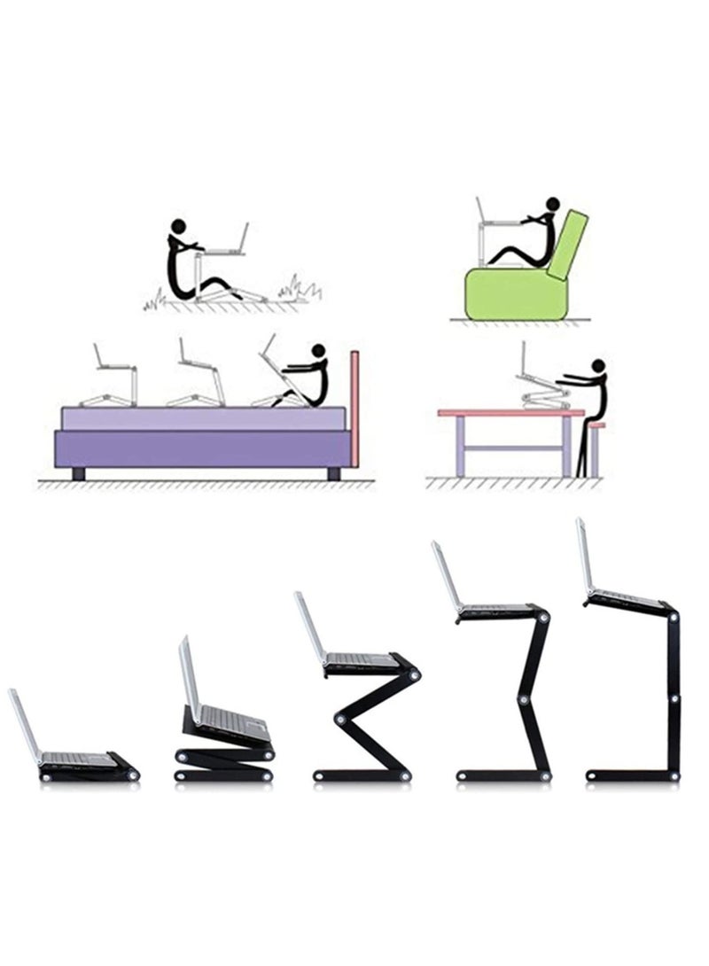 ELTRAZONE Laptop Stand Table Foldable Laptop Desk Portable 360 Degree Adjustable Table for Bed Sofa with Mouse Board - Image 4