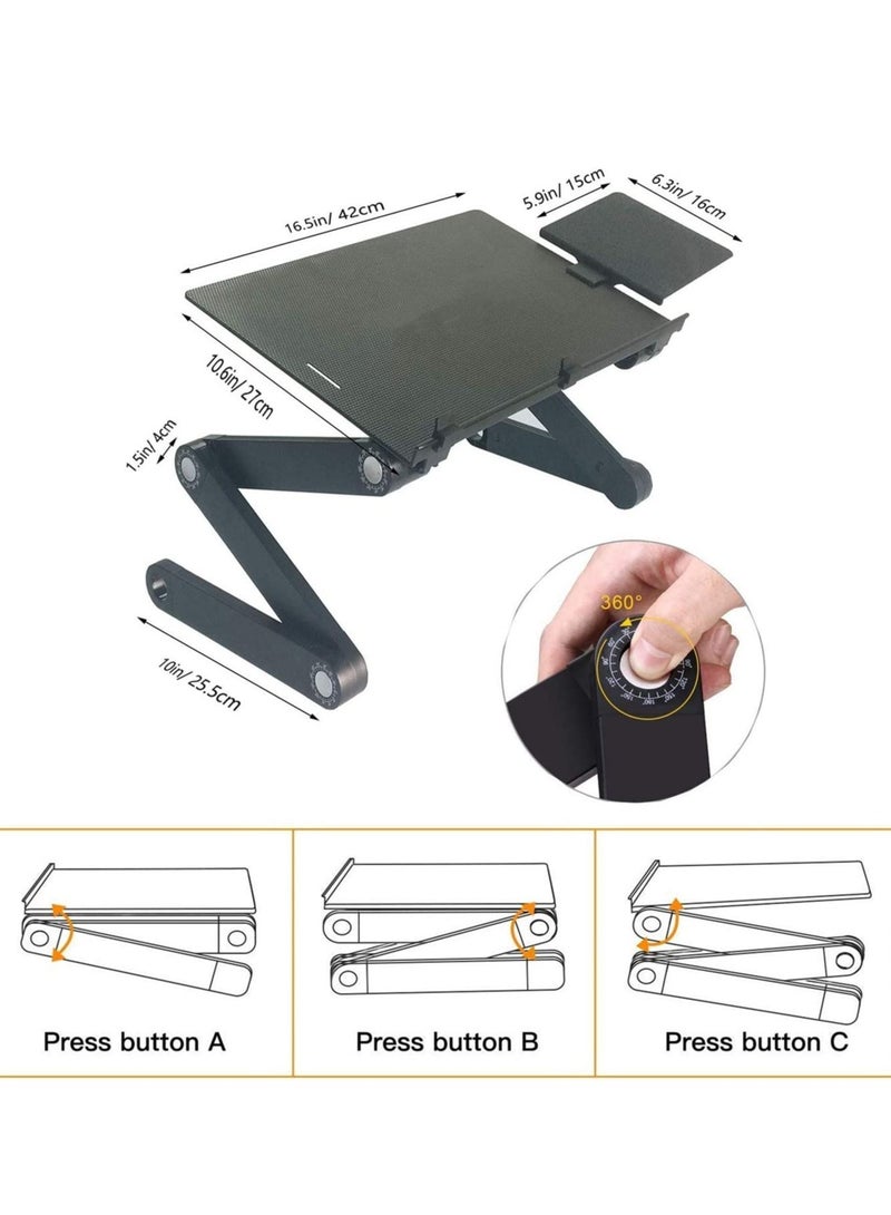 ELTRAZONE Laptop Stand Table Foldable Laptop Desk Portable 360 Degree Adjustable Table for Bed Sofa with Mouse Board - Image 2