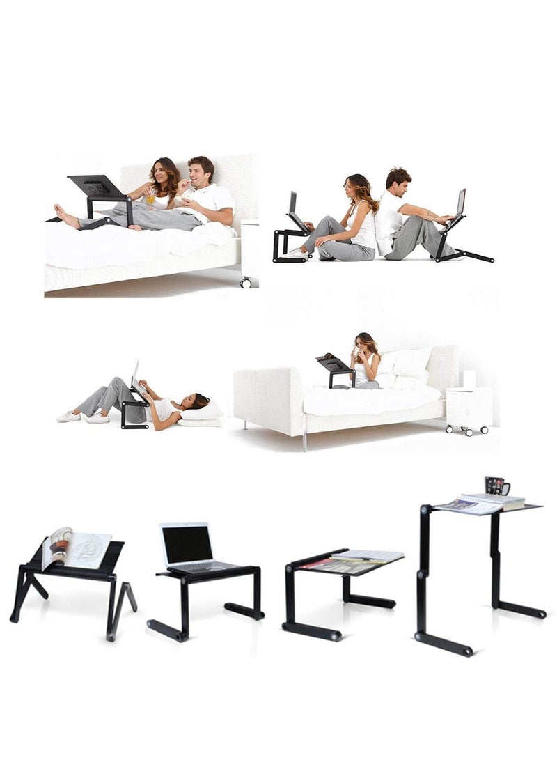 ELTRAZONE Laptop Stand Table Foldable Laptop Desk Portable 360 Degree Adjustable Table for Bed Sofa with Mouse Board - Image 3