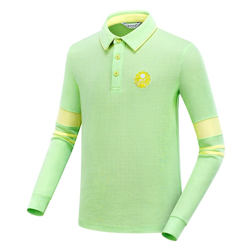 Generic New Childrens Golf Clothing Long-sleeved Sunscreen Clothes for Boys and Girls Autumn and Winter Teenagers Quick-drying T-shirt Green