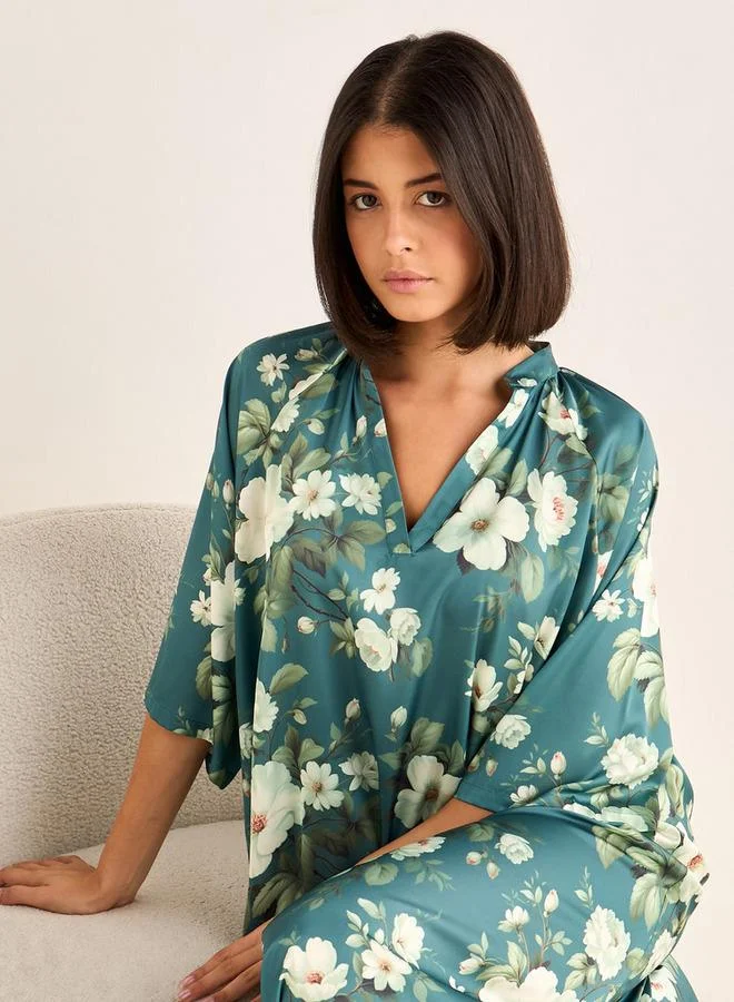 Splash FAV Night Gown 3/4 Sleeve Floral Print
