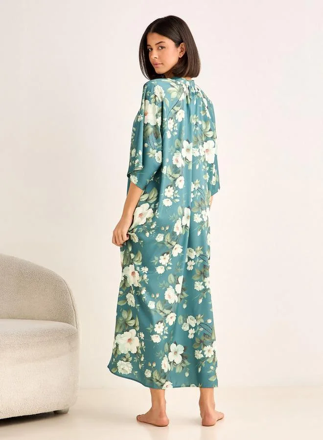 Splash FAV Night Gown 3/4 Sleeve Floral Print