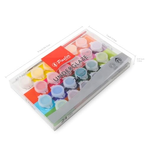 Pasler Underglaze Set - Concentrated Opaque Liquid Underglaze with a Red Brush for pottery bisque, mini Pack for 24-Colors - Image 2