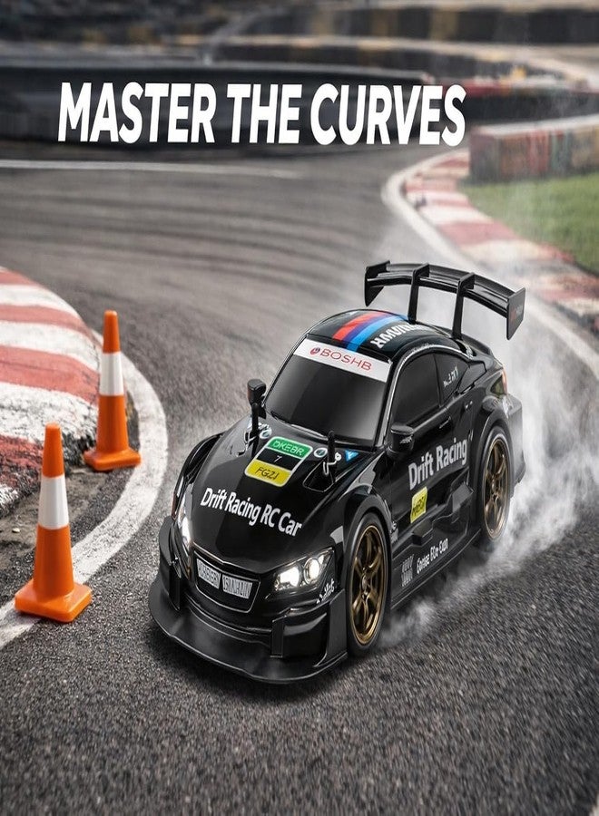 Babelly 1:16 or 1 16 RC Drift Car, 2.4GHz Remote Control Racing Car, 4WD High Speed with LED Lights, Proportional Steering & Throttle, Extra Drift Wheels for Kids (Black) - Image 3