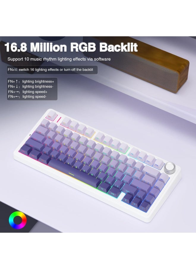 AULA F75 Pro Wireless Mechanical Keyboard,75% Gasket Hot Swappable Custom Keyboard, RGB Backlit, Pre-lubed Star Vector Switches, Side Printed PBT Keycaps,2.4GHz/USB-C/BT5.0 Mechanical Gaming Keyboard  - Image 5