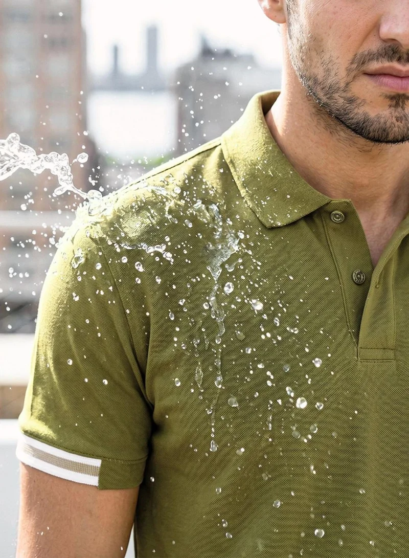 Dennis Lingo  Men Green Cotton Blend Solid Regular T-Shirt for Men | Best Price UAE