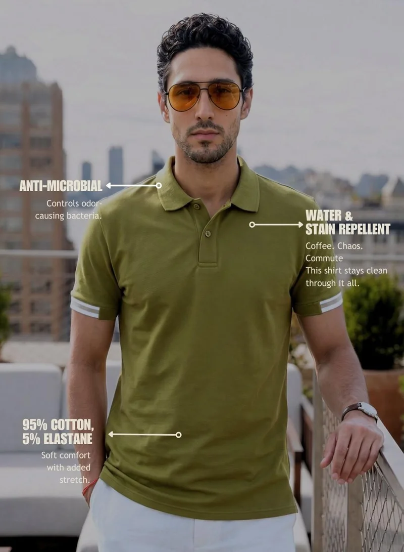 Dennis Lingo  Men Green Cotton Blend Solid Regular T-Shirt for Men | Best Price UAE