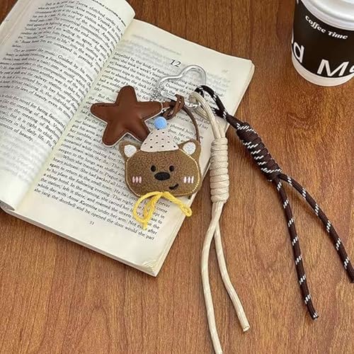 FFZDENA 1 Piece Keychains Aesthetic, Bag Charms for Handbags, Cute Keychain for Girls, Plush Bear Design, Matching Key Rings for Home - Image 3