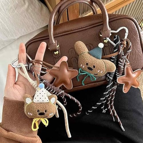 FFZDENA 1 Piece Keychains Aesthetic, Bag Charms for Handbags, Cute Keychain for Girls, Plush Bear Design, Matching Key Rings for Home - Image 4