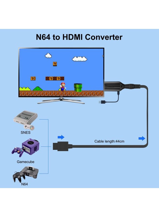 Wiistar N64 to HDMI Converter Adapter HDMI Cable for N64 1m/3.2ft Nintendo 64 to HDMI Converter Adapter Compatible with Nintendo N64/Super SNES/NGC - Image 3