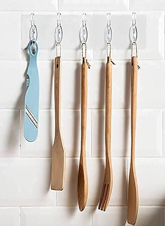 Taslibra 6 in 1 Adhesive Wall Hooks for Kitchen Heavy Duty Hanging Strong 6 Sticking Hooks Strip for Bathroom Self Corner Shelves Transparent (Pack of 2) - Image 3