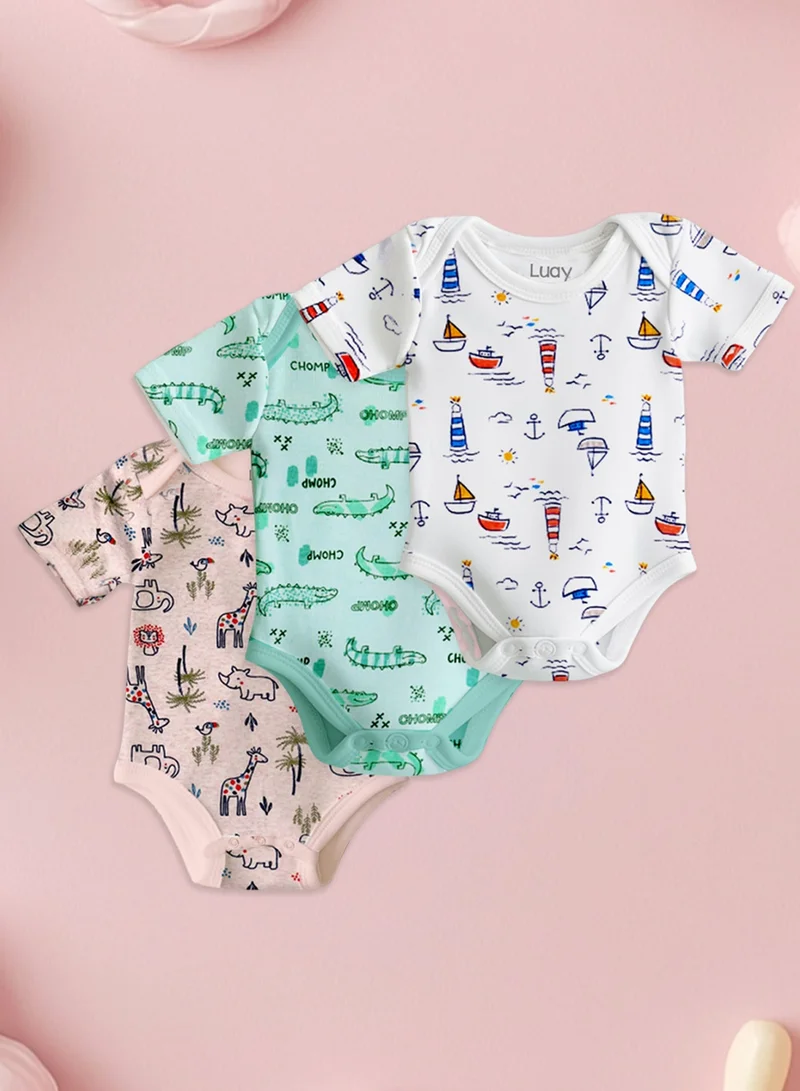 Luay 100%  Cotton  Based Onesies | Sleepsuits| Night Suits|Jumpsuit | Wondersuit for Baby Boys & Baby Girls, New-Born, infants,Toddlers_ Including Vibrant Pattren & Colors Create festive look