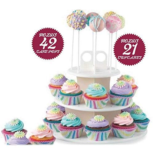 Birud® Round: 3-Tier 42 Holes Plastics Cake Pop Lollipop Cupcake Display Stand Wedding Party Decor Candy Stand Cake Tool Birthday Party Supply - Image 2