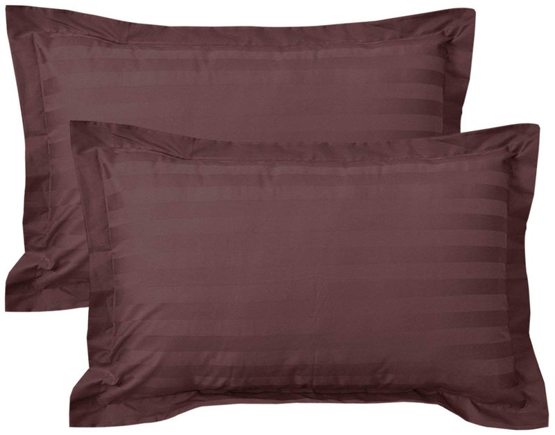 Kuber Industries Lining Design Breathable & Soft Cotton Pillow Cover/Protector/Case- 18x28 Inch, Set of 2 (Coffee)-HS43KUBMART26761, Brown, Standard - Image 1