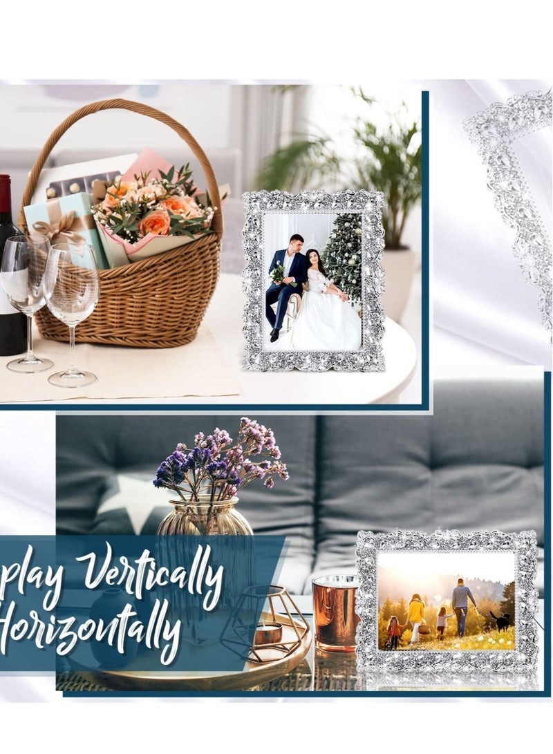 Captaintech Add Sparkle to Your Memories with Crystal Picture Frames Set of 2 Rhinestone Embellished Frames for Photos Perfect for Weddings birthdays - Image 3