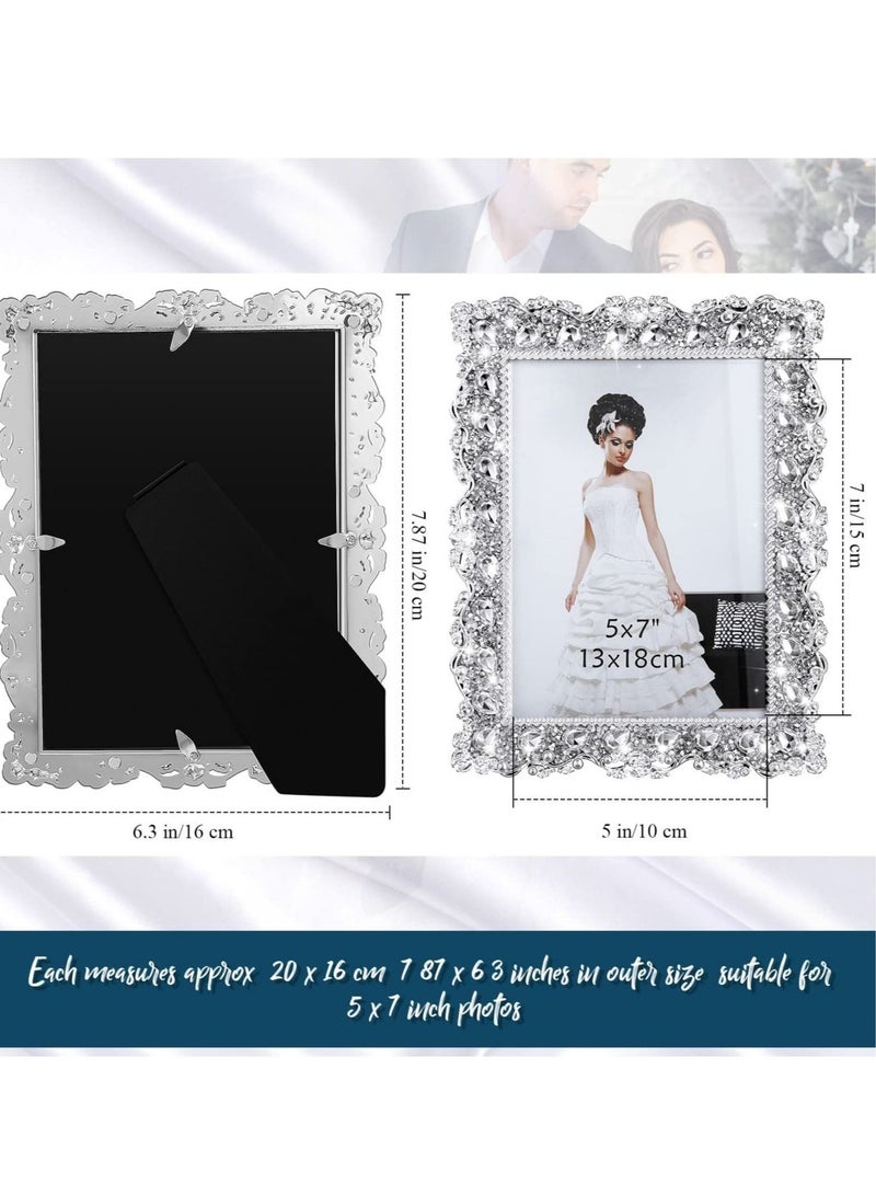 Captaintech Add Sparkle to Your Memories with Crystal Picture Frames Set of 2 Rhinestone Embellished Frames for Photos Perfect for Weddings birthdays - Image 4