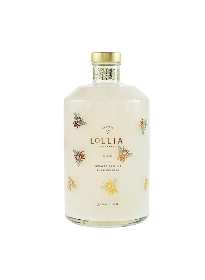 Lollia Wish Bubble Bath 338 fl oz Vanilla Bean Rice Flower Jasmine Leaves Sugar Cane Luxury Hydrating Womens Bubbling Bath Soap Delicate Relaxing Scented Skin Care - Image 1