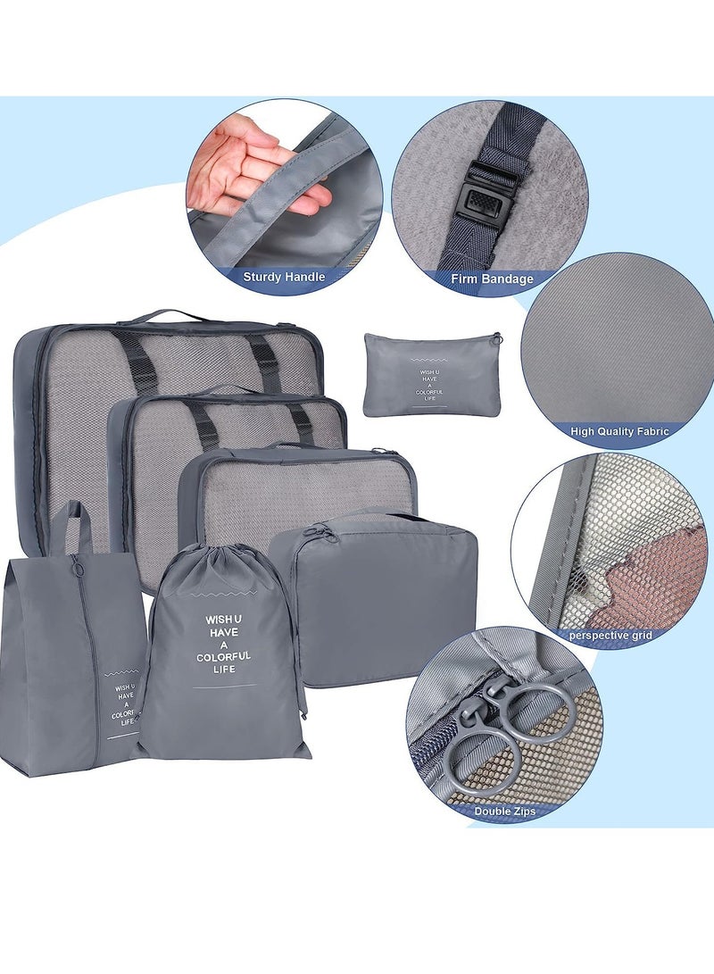 MIXDE 7 Pack Set Packing Cubes Set, Travel Luggage Organizer, Travel Storage Bags Packing Organizers Suitcase Traveling Accessories, Lightweight Travel Organizer Bag for Clothes Shoes Storage  - Image 3