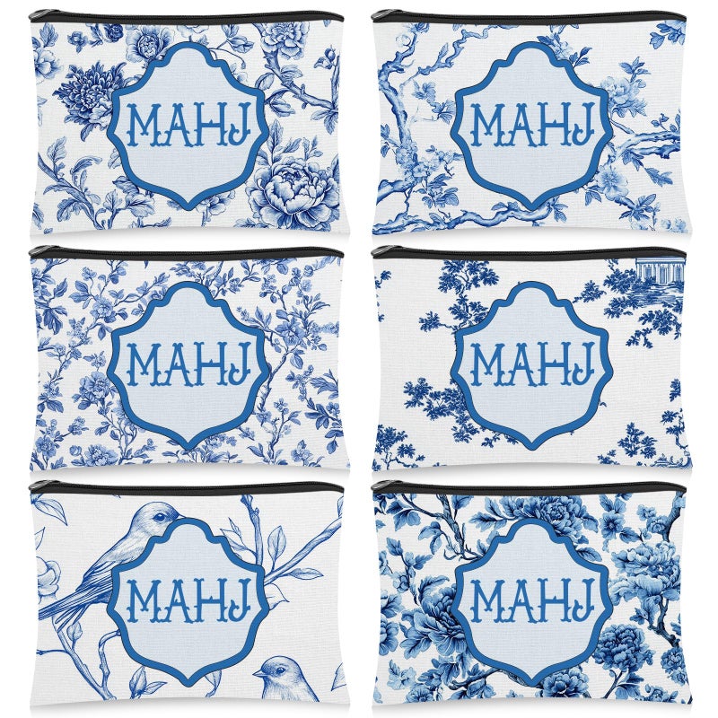 Shinylin 6 Pcs Mahjong Cosmetic Bag Gifts for Women Mahj Makeup Bag Zippered Pouch for Mah Jong Lover Player Birthday Party Supplies Friend Mom Grandma Mother's Day Lucky Gift(Chinese Mahjong) - Image 1