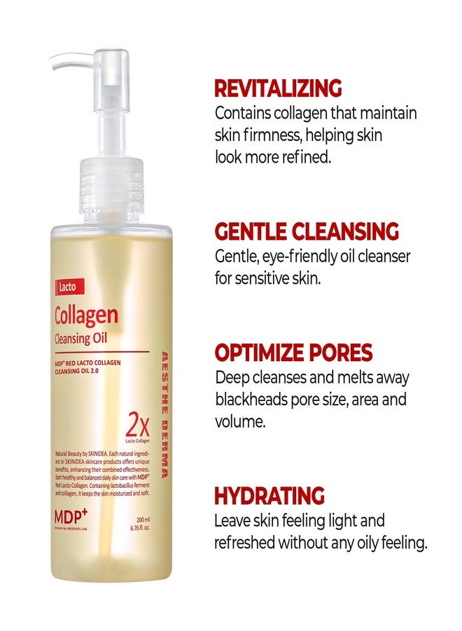 MDP+ RED LACTO COLLAGEN CLEANSING OIL 2.0, Pore Control, Deep Cleansing|6.76oz/200ml,Daily Makeup Remover, Blackhead Melting, Pore Cleanser, Korean Facial Cleanser - Image 2