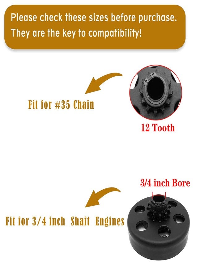 KRGUOD Centrifugal Clutch 3/4" Bore 12 Tooth with #35 Chain for Predator 212, Honda GC GX Engines and Most 2-6.5HP Small Engines performance Parts, Perfect for MiniBike, Go Kart, Lawnmower. - Image 4