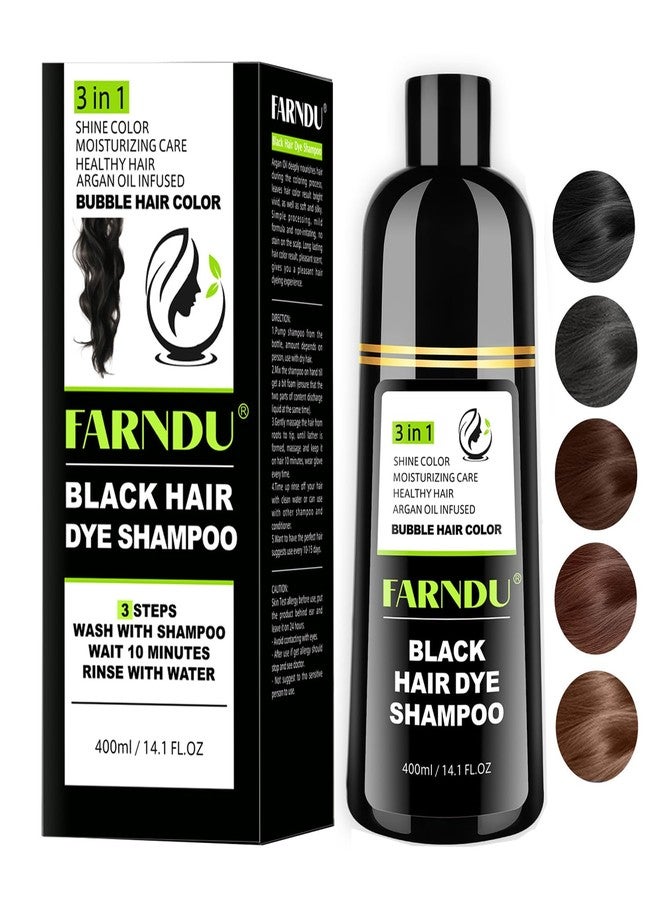 Farndu Black Hair Dye Shampoo for Women & Men, Gray Hair Coverage Herbal Natural 3 in 1 Hair Color Shampoo, Champu para canas - Image 1