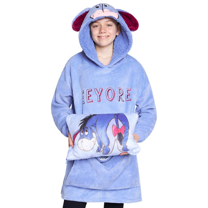 Disney Disney Stitch Girls Teenagers Fleece Hoodie - Hoodie Blanket 2 in 1 Oversized One Size Girls Gifts (Blue Eeyore) - Image 1