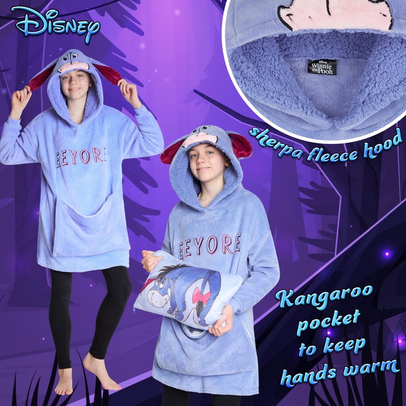 Disney Disney Stitch Girls Teenagers Fleece Hoodie - Hoodie Blanket 2 in 1 Oversized One Size Girls Gifts (Blue Eeyore) - Image 5