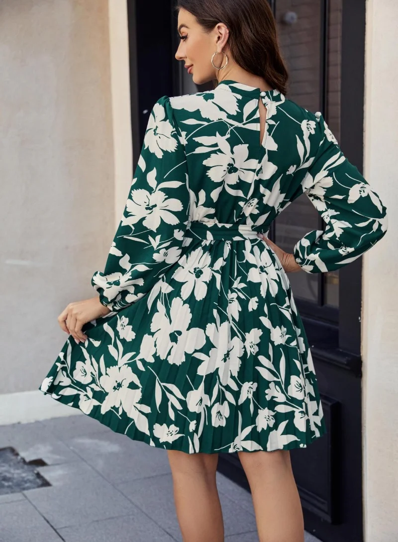 يونيكي Floral Printed Puff Sleeves Fit & Flare Dress
