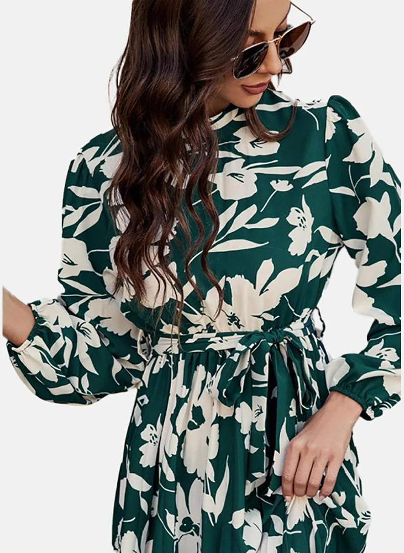 يونيكي Floral Printed Puff Sleeves Fit & Flare Dress