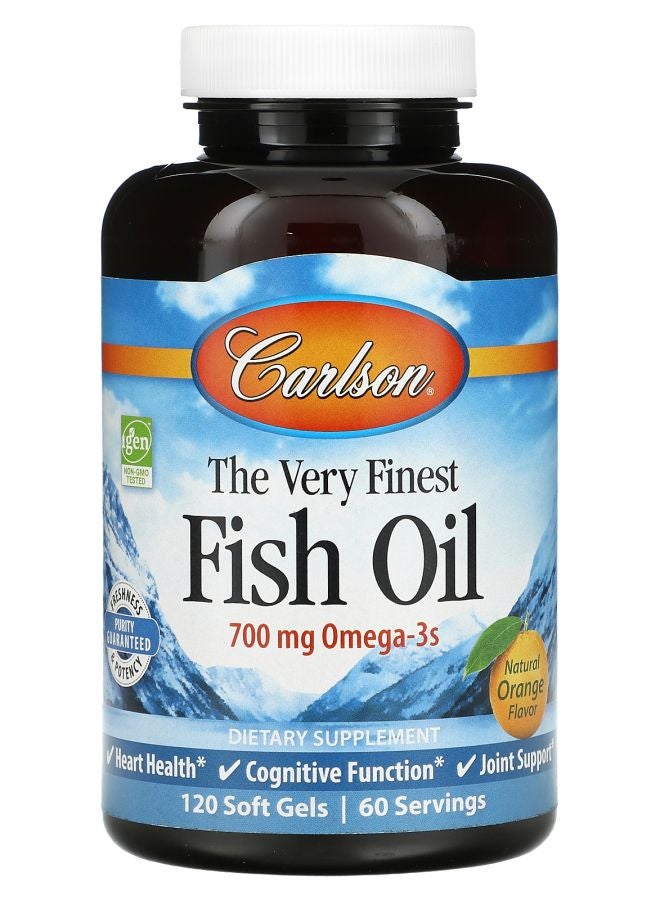The Very Finest Fish Oil Natural Orange 700 mg 120 Soft Gels (350 mg per Soft Gel)