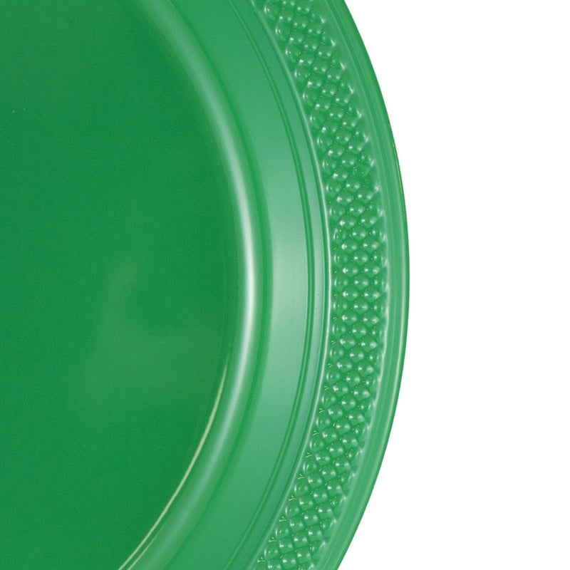 JAM PAPER Round Plastic Party Plates - Large - 10 1/4 inch - Green - 20/Pack - Image 2