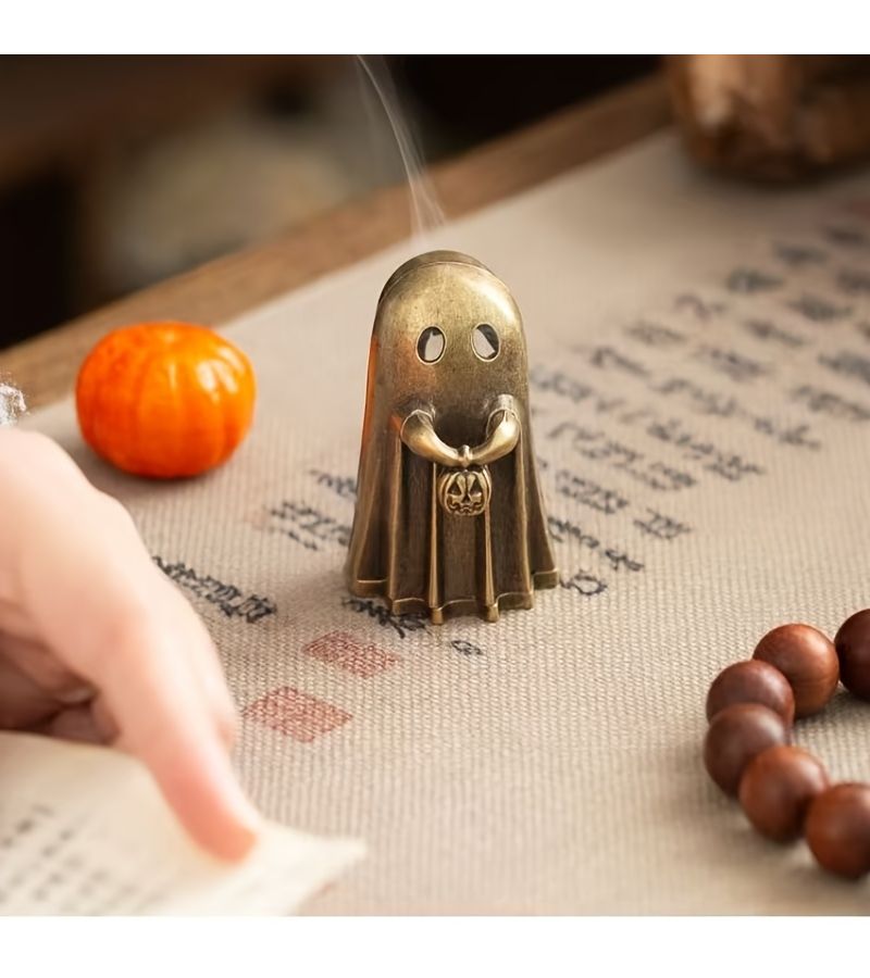 Items 1 Ghost Handheld Pumpkin Incense Burner Creative Desktop Decoration Small Auspicious Cloud Coil Holder New Year Home Office Bedroom Ornament Eid Easter - Image 4