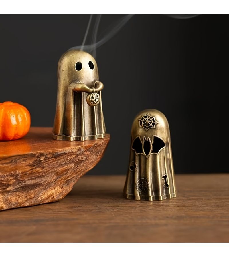Items 1 Ghost Handheld Pumpkin Incense Burner Creative Desktop Decoration Small Auspicious Cloud Coil Holder New Year Home Office Bedroom Ornament Eid Easter - Image 1