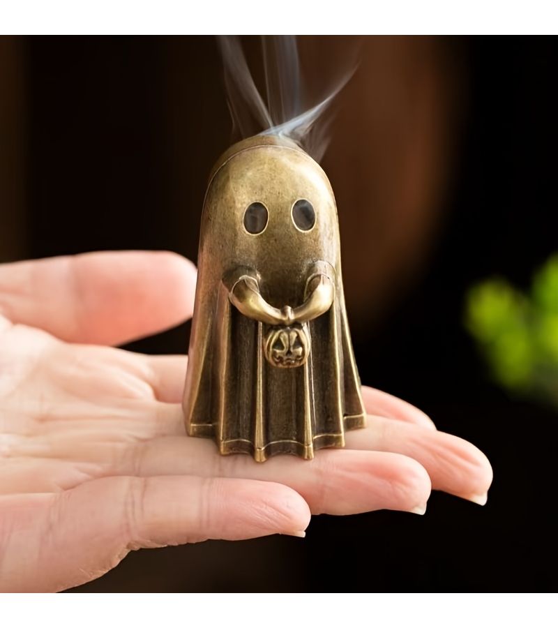 Items 1 Ghost Handheld Pumpkin Incense Burner Creative Desktop Decoration Small Auspicious Cloud Coil Holder New Year Home Office Bedroom Ornament Eid Easter - Image 2
