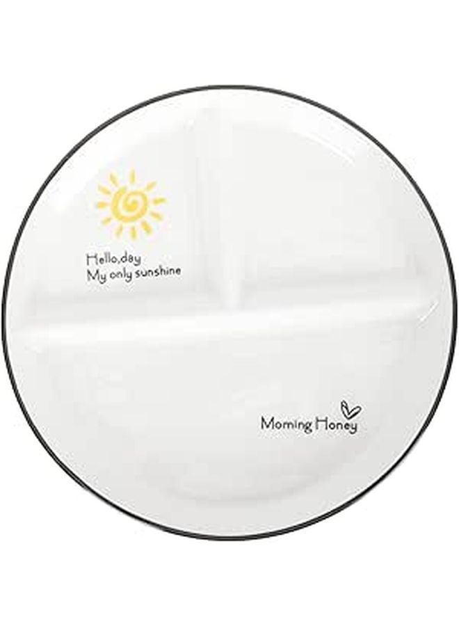 Divided Ceramic Dinner Plate For Kids With Three Food Sections Safe Smooth Edges Easy To Clean - Image 1