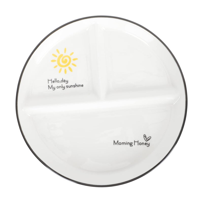 Divided Ceramic Dinner Plate For Kids With Three Food Sections Safe Smooth Edges Easy To Clean - Image 2
