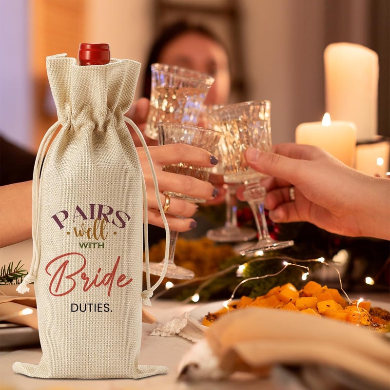 FBCCZEY Bridal Shower Wedding Gifts Wine Bag for Bride To Be Gifts Bridal Shower Party Favors WineBags Pairs Well with Bride Duties Wine Bottle Bag - Image 2
