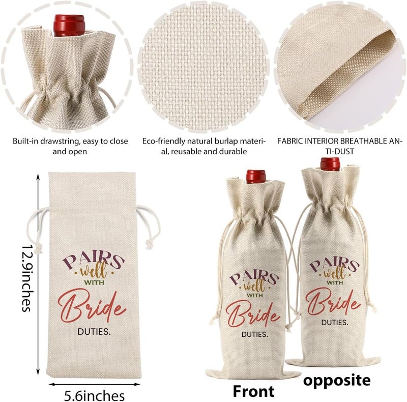 FBCCZEY Bridal Shower Wedding Gifts Wine Bag for Bride To Be Gifts Bridal Shower Party Favors WineBags Pairs Well with Bride Duties Wine Bottle Bag - Image 1