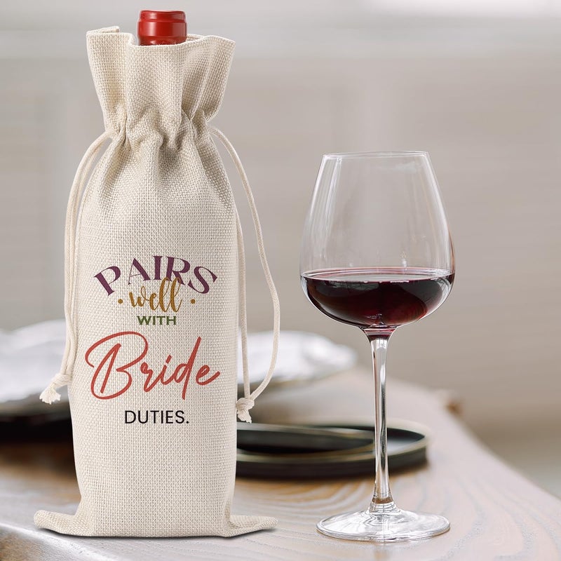 FBCCZEY Bridal Shower Wedding Gifts Wine Bag for Bride To Be Gifts Bridal Shower Party Favors WineBags Pairs Well with Bride Duties Wine Bottle Bag - Image 5